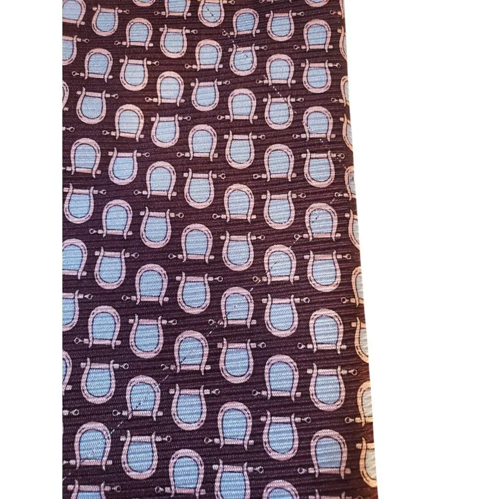 Bijoux Terner Mens Tie Necktie Designer Luxury Burgundy Blue Pink Stirrup Horses